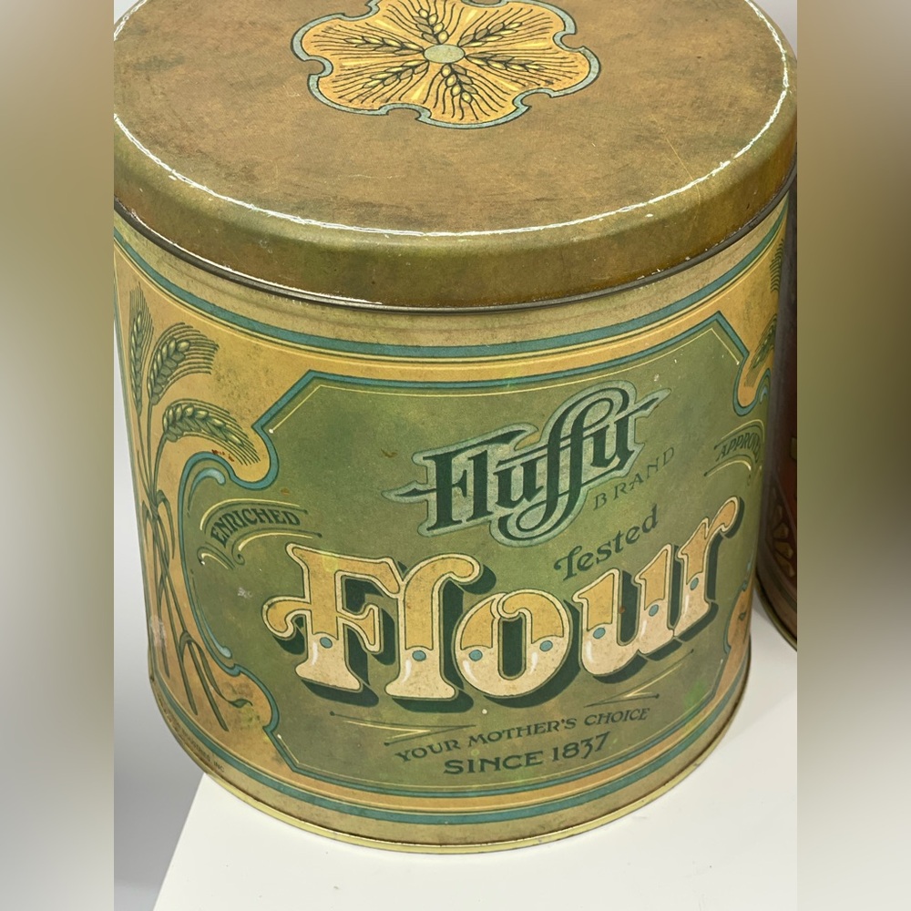Vintage 4pc Canister Set Metal Ballonoff Flour Sugar Coffee Tea - Picture 2 of 13